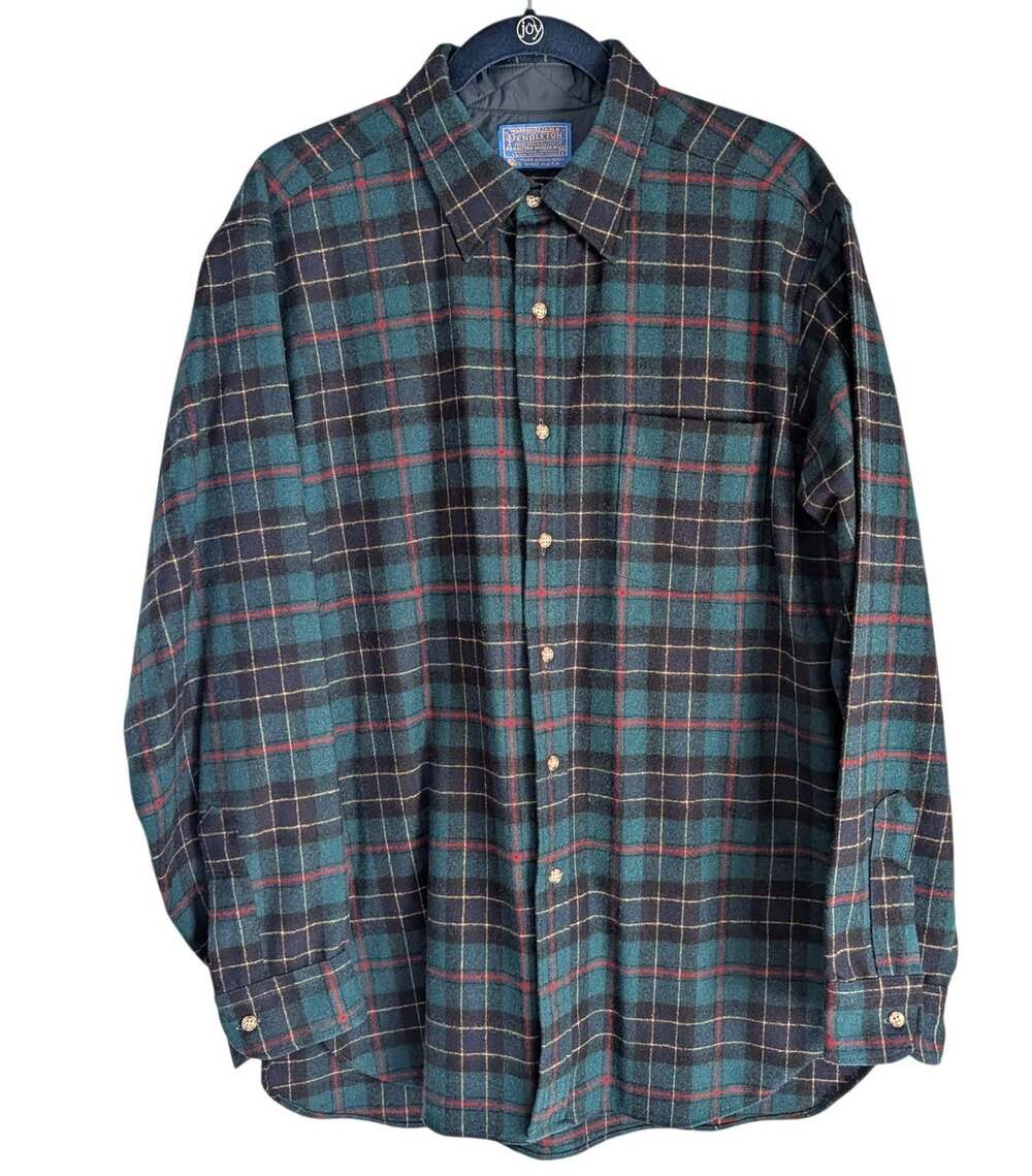Vintage Pendleton Wool Flannel Shirt Ogilvie Hunting Tartan Plaid Mens L USA